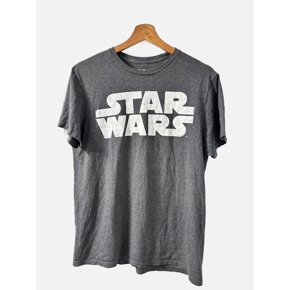Star Wars T Shirt Mens Medium Gray Graphic Crew Neck Bold Logo